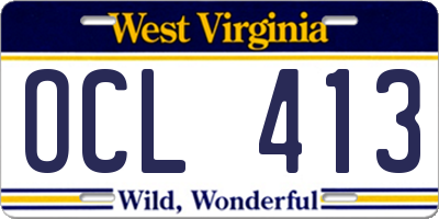 WV license plate OCL413