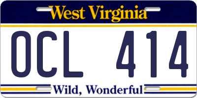WV license plate OCL414