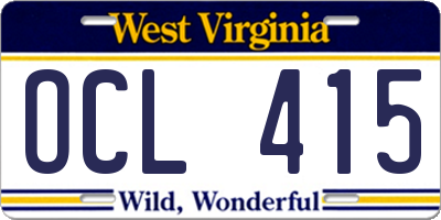WV license plate OCL415