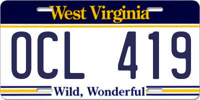 WV license plate OCL419