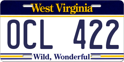 WV license plate OCL422