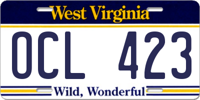 WV license plate OCL423