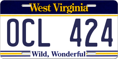 WV license plate OCL424