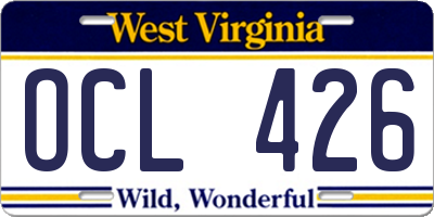 WV license plate OCL426