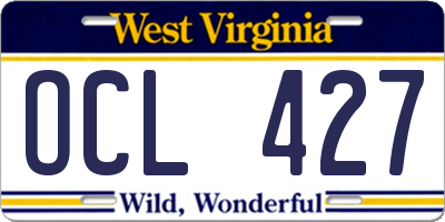 WV license plate OCL427