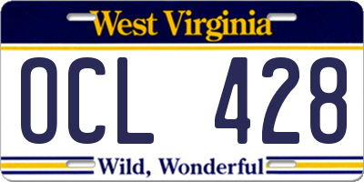 WV license plate OCL428