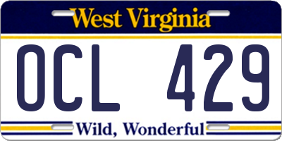 WV license plate OCL429