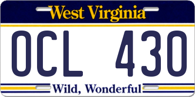 WV license plate OCL430