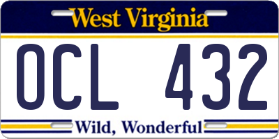 WV license plate OCL432