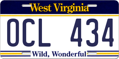 WV license plate OCL434