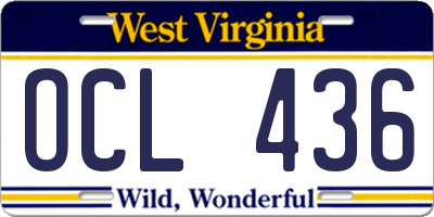 WV license plate OCL436