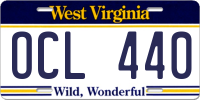 WV license plate OCL440