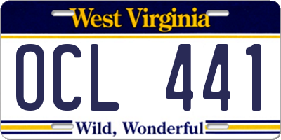 WV license plate OCL441