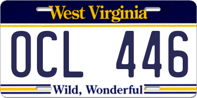 WV license plate OCL446