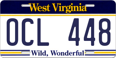 WV license plate OCL448