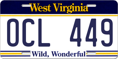 WV license plate OCL449