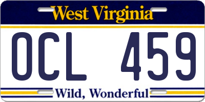 WV license plate OCL459