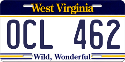 WV license plate OCL462