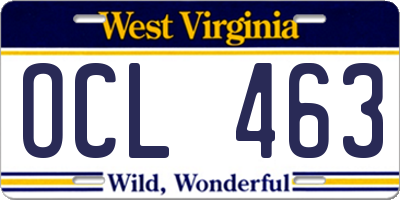 WV license plate OCL463