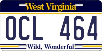 WV license plate OCL464