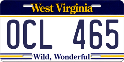 WV license plate OCL465
