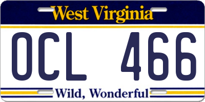 WV license plate OCL466
