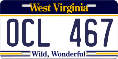 WV license plate OCL467