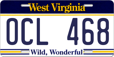 WV license plate OCL468