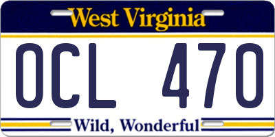 WV license plate OCL470