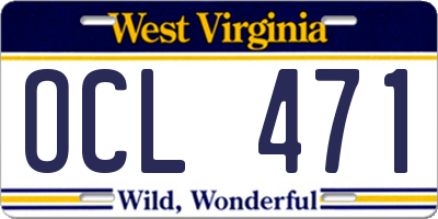WV license plate OCL471