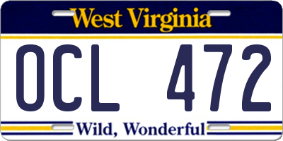 WV license plate OCL472