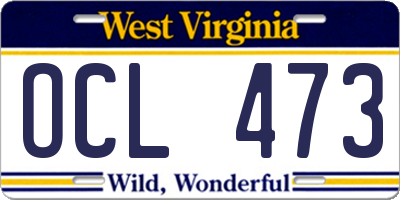 WV license plate OCL473