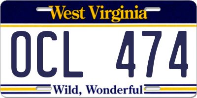 WV license plate OCL474