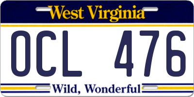WV license plate OCL476