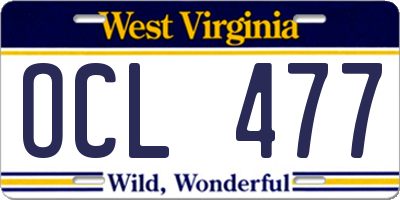 WV license plate OCL477