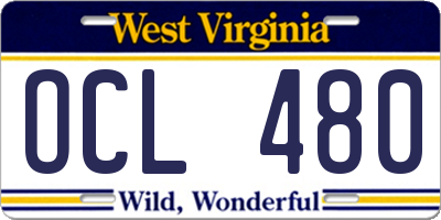 WV license plate OCL480