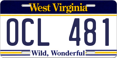 WV license plate OCL481