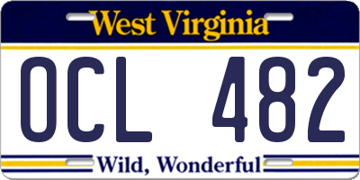 WV license plate OCL482
