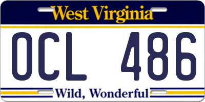 WV license plate OCL486