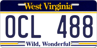 WV license plate OCL488