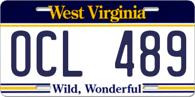 WV license plate OCL489