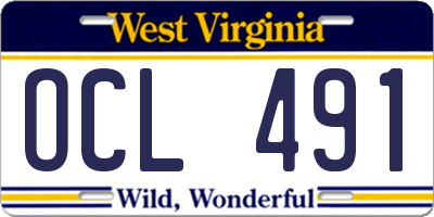 WV license plate OCL491
