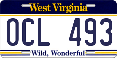 WV license plate OCL493