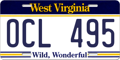 WV license plate OCL495