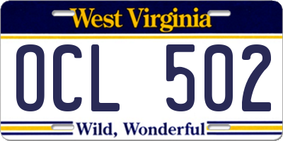 WV license plate OCL502