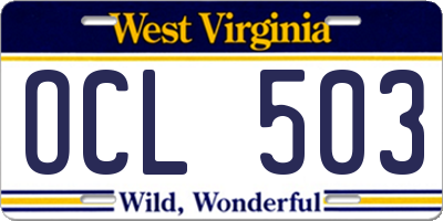 WV license plate OCL503