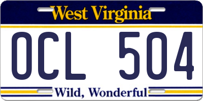 WV license plate OCL504