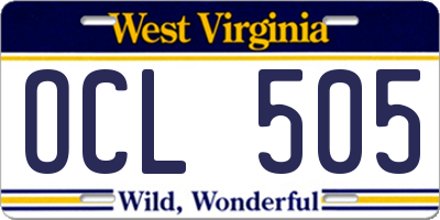 WV license plate OCL505