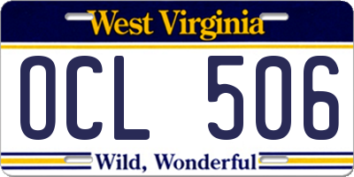 WV license plate OCL506