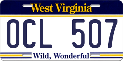 WV license plate OCL507